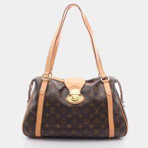 Pre Owned Louis Vuitton Stresa Pm Shoulder Bag  Monogram Canvas Leather Brown