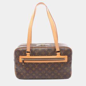 Pre Owned Louis Vuitton Cite Mm Shoulder Bag  Monogram Canvas Leather Brown