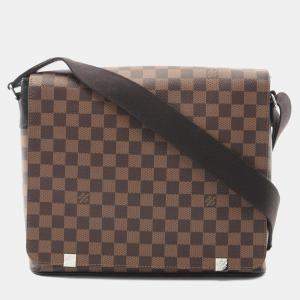 Pre Owned Louis Vuitton District Mm Nm Shoulder Bag  Damier Canvas Brown Ebene