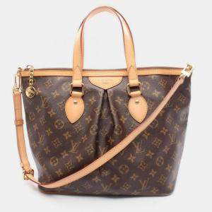 Pre Owned Louis Vuitton Palermo PM Brown Monogram Canvas Handbag