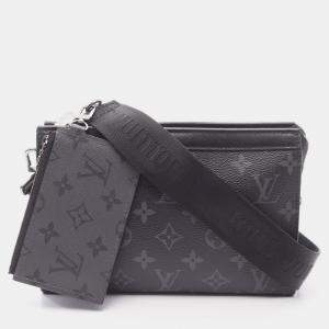 Pre Owned Louis Vuitton Gaston Wearable Wallet Monogram Eclipse Canvas Shoulder Bag