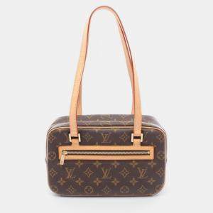 Pre Owned Louis Vuitton Cite MM Brown Monogram Canvas Leather Shoulder Bag