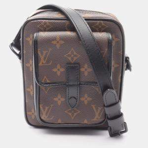 Pre Owned Louis Vuitton Christopher Wearable Wallet Brown Monogram Macassar Canvas Shoulder Bag