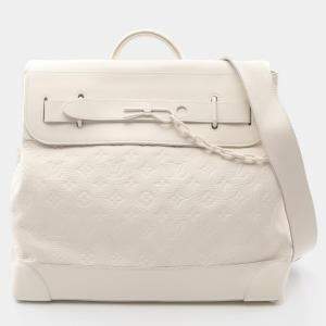 Pre Owned Louis Vuitton Steamer PM White Monogram Empreinte Leather Handbag