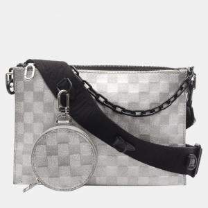 Pre Owned Louis Vuitton Trio Pouch Nm Black/Silver Damier Glitter Leather Shoulder Bag