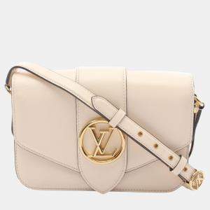 Pre Owned Louis Vuitton Pont Neuf Beige Leather Crossbody Shoulder Bag