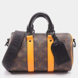 Pre Owned Louis Vuitton Keepall Bandoulière 25 Monogram Macassar Brown Shoulder Bag