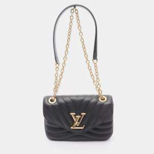 Pre Owned  Louis Vuitton New Wave Chain PM Black Leather Shoulder Bag