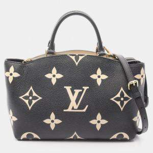 Pre Owned Louis Vuitton Petit Palais PM Bicolor Monogram Empreinte Beige/Black Handbag