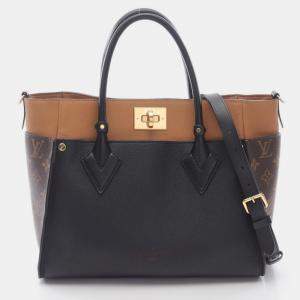 Pre Owned Louis Vuitton On My Side MM Monogram Canvas Black/Brown Calf Leather Shoulder Handbag