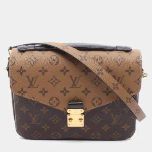 Pre Owned Louis Vuitton Pochette Metis MM Brown Monogram Reverse Shoulder Bag