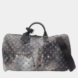 Pre Owned Louis Vuitton Keepall Bandouliere 50 Black Monogram Galaxy Shoulder Bag