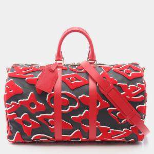 Pre Owned Louis Vuitton X UF Keepall Bandoulière 45 Black/Red Shoulder Bag