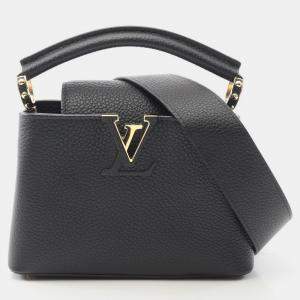Pre Owned Louis Vuitton Capucines Mini Black Taurillon Leather Shoulder Bag