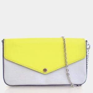 Pre Owned Louis Vuitton Felicie Pochette Yellow,Blue,Purple Epi Leather Shoulder Bag