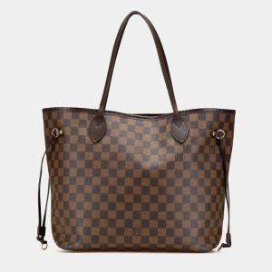 Pre Owned Louis Vuitton Brown Damier Ebene Neverfull MM