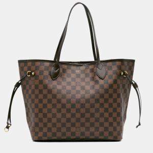 Pre Owned Louis Vuitton Brown Damier Ebene Neverfull MM