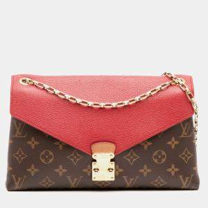 Pre Owned Louis Vuitton Brown Red Monogram Pallas Chain