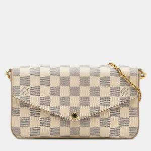 Pre Owned Louis Vuitton White Damier Azur Pochette Felicie