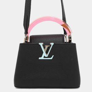 Pre Owned Louis Vuitton Capucines Noir/Pink Taurillon Leather Plexiglas Size Mini