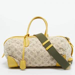 Pre Owned Louis Vuitton Jaune Denim Monogram Limited Edition Speedy Round Bag
