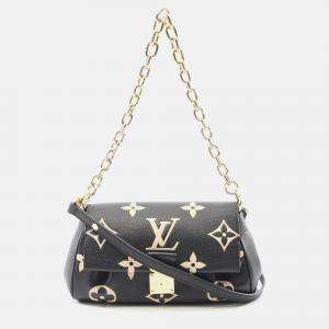 Pre Owned Louis Vuitton Favorite NM Giant Monogram Black/Beige Leather Handbag
