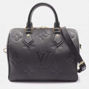 Pre Owned Louis Vuitton Speedy Bandouliere 25 Giant Noir Monogram Empreinte Black Leather Handbag