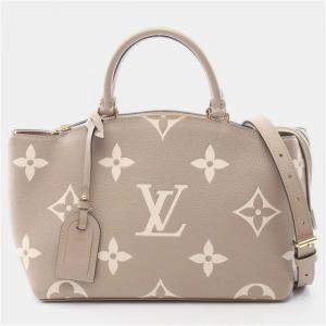 Pre Owned Louis Vuitton Petit Palais PM Tourterelle Creme Beige Monogram Empreinte Leather Handbag