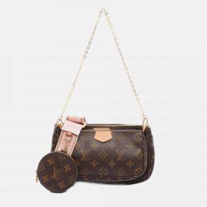 Pre Owned Louis Vuitton Multi Pochette Accessoires Monogram Rose Claire Coated Canvas Leather Shoulder Bag