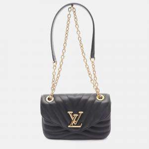 Pre Owned Louis Vuitton New Wave Chain Bag Pm Shoulder Leather Black