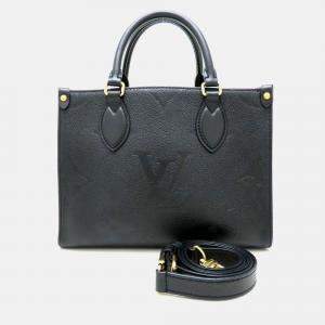 Pre Owned Louis Vuitton On The Go PM Black Monogram Empreinte Leather Tote Bag