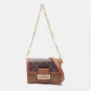 Pre Owned Louis Vuitton Dauphine Mini Shoulder Bag Coated Canvas And Leather Monogram Reverse Brown Beige