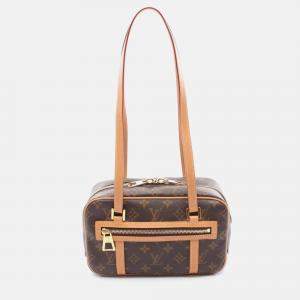 Pre Owned Louis Vuitton Cite Shoulder Bag Coated Canvas And Leather Monogram Brown