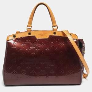 Pre Owned Louis Vuitton Rouge Fauviste Monogram Vernis Brea MM Bag