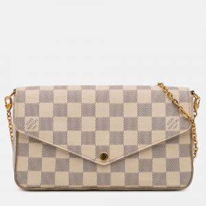 Pre Owned Louis Vuitton White Damier Azur Pochette Felicie