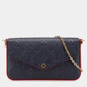Pre Owned Louis Vuitton Navy Blue Monogram Empreinte Pochette Felicie