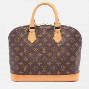 Pre Owned Louis Vuitton Alma Pm Handbag M51130 Monogram Canvas Leather Brown Used Women Lv