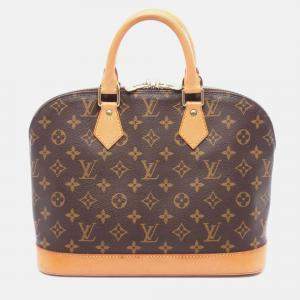 Pre Owned Louis Vuitton Alma Pm Handbag M51130 Monogram Canvas Leather Brown Used Women Lv