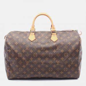 Pre Owned Louis Vuitton Speedy 40 Handbag M41522 Monogram Canvas Leather Brown Used Women