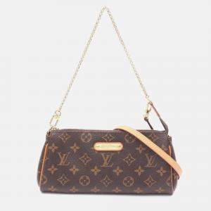 Pre Owned Louis Vuitton Eva Shoulder Bag M95567 Monogram Canvas Leather Brown Used Women