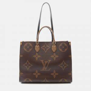 Pre Owned Louis Vuitton Onthego Gm Shoulder Tote Bag M45320 Monogram Giant Reverse Canvas