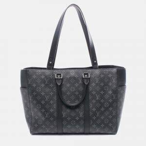 Pre Owned حقيبة لوي فيتون ساك بلات 24H كنفاس مونوجرام إبليس جلد Bk Lv