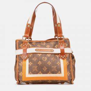 Pre Owned Louis Vuitton Brown Limited Edition Monogram Tisse Rayures PM