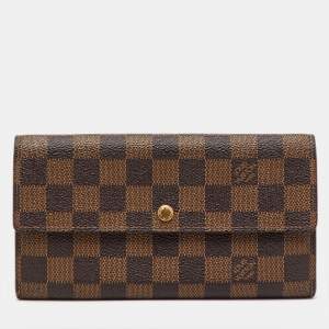 Pre Owned Louis Vuitton Damier Ebene Canvas Sarah Long Wallet