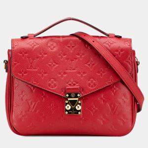 Pre Owned Louis Vuitton Red Monogram Empreinte Pochette Metis