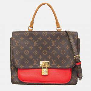 Pre Owned Louis Vuitton Marignan Coquelicot Brown Monogram Coated Canvas Leather Shoulder Bag