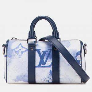Pre Owned Louis Vuitton White Monogram Watercolor Keepall Bandouliere XS