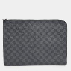 Pre Owned Louis Vuitton Black Coated Canvas Graphite Pochette Jour GM