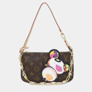 Pre Owned Louis Vuitton Pochette Accessoires Panda Brown Monogram Canvas Shoulder Bag