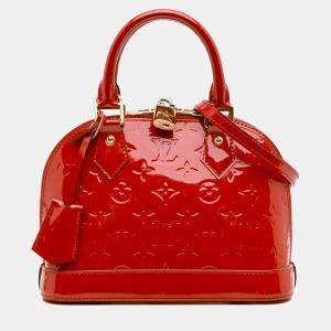 Pre Owned Louis Vuitton Red Monogram Vernis Alma BB